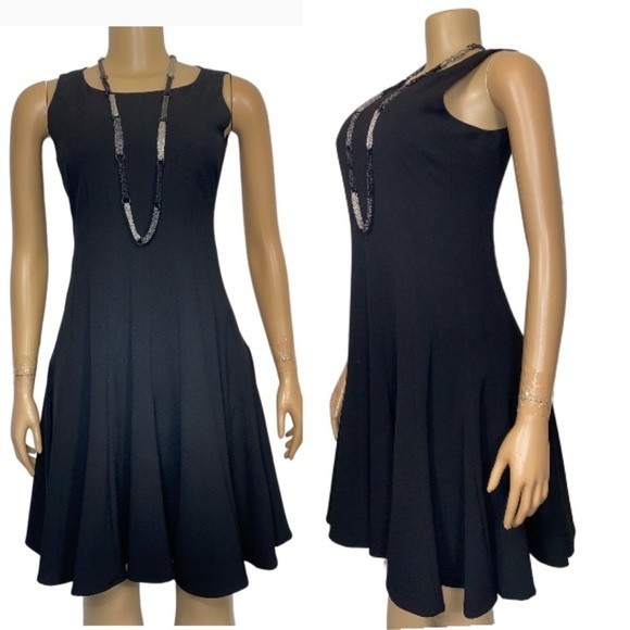 Calvin Klein Dress Fit & Flare Sleeveless Classic Black Cocktail Career size 6P - Picture 1 of 15